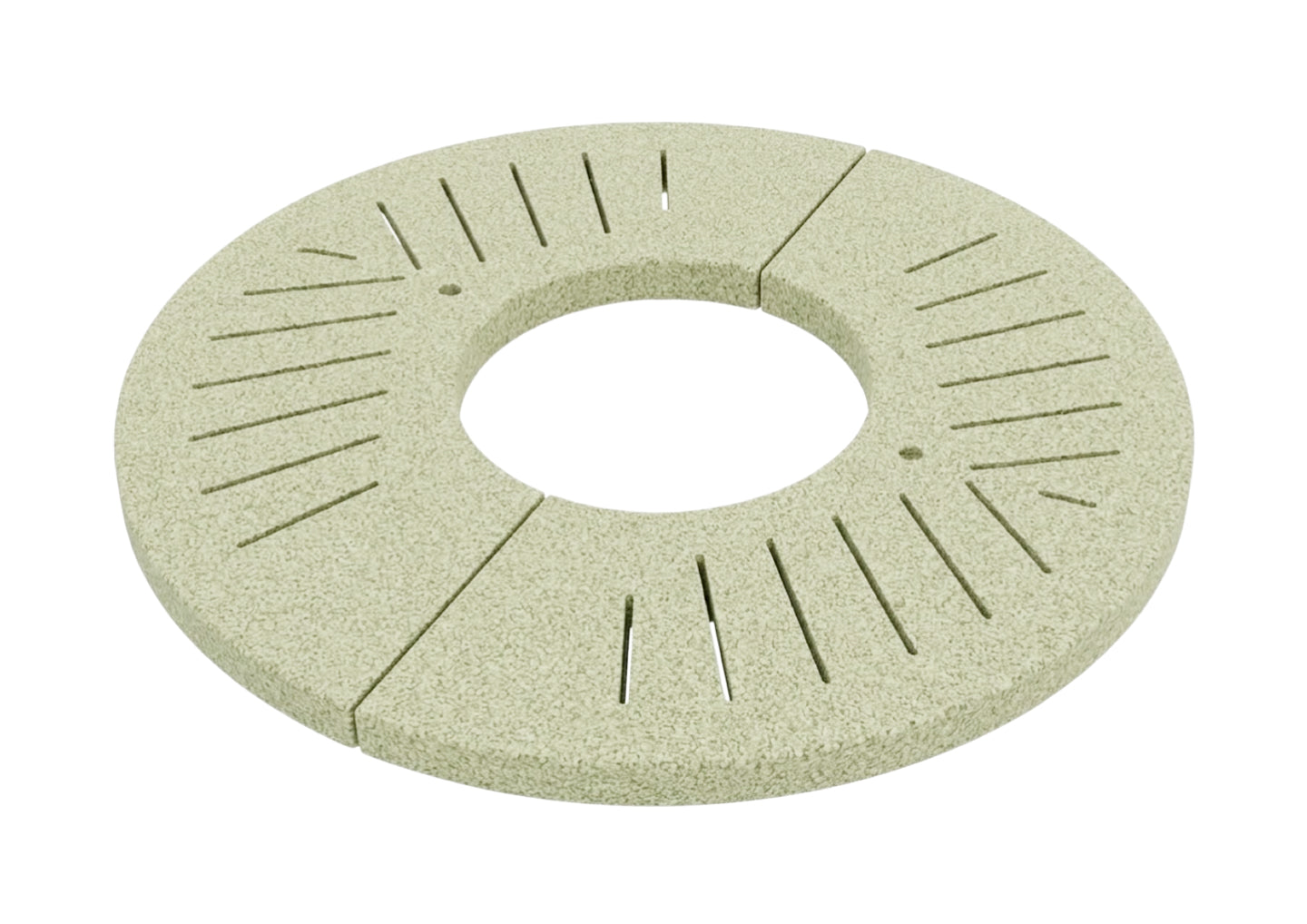 Round stone disc with slits on a white background